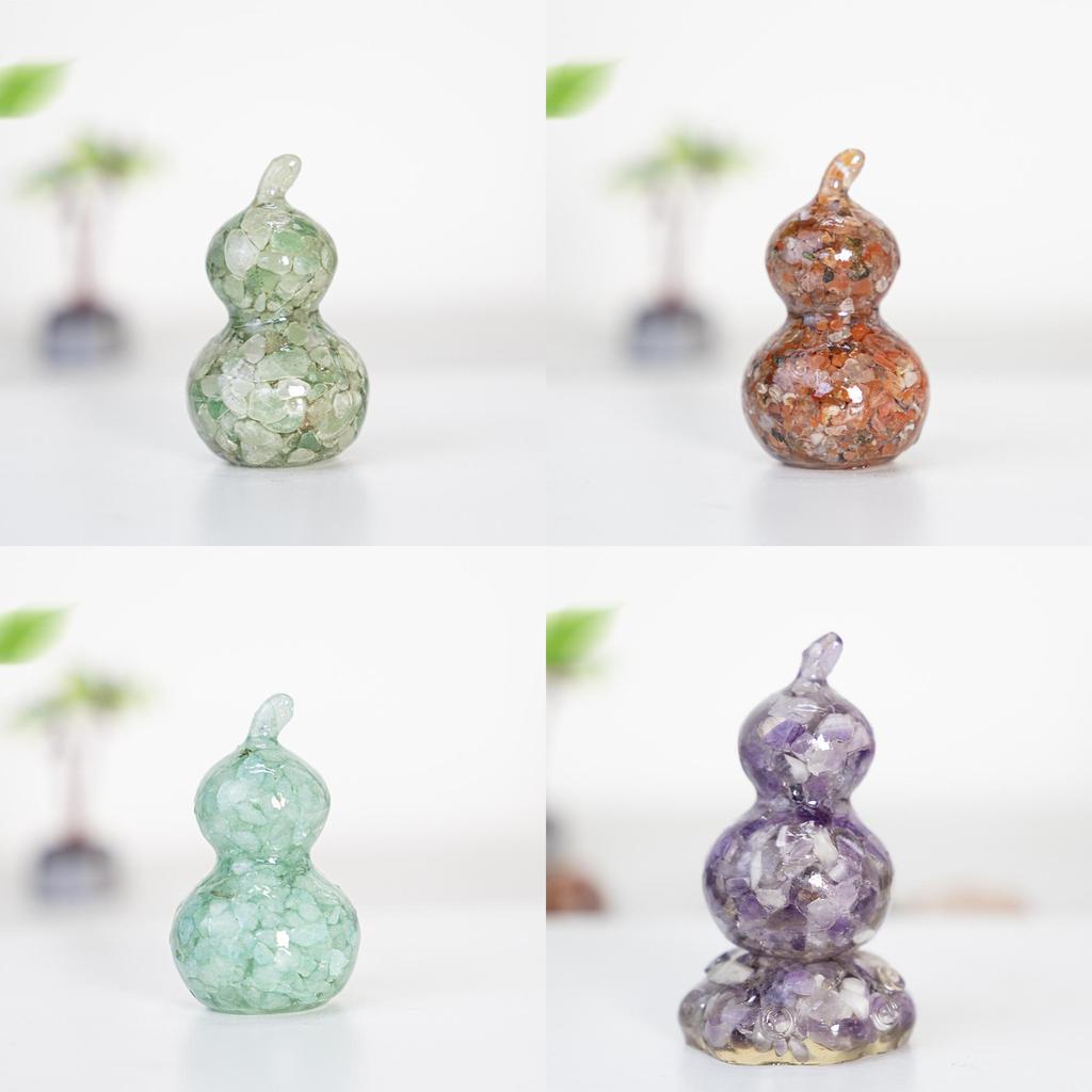 Resin Filled Natural Crystal Gourd Ornaments For Home Decor Gift Ideas