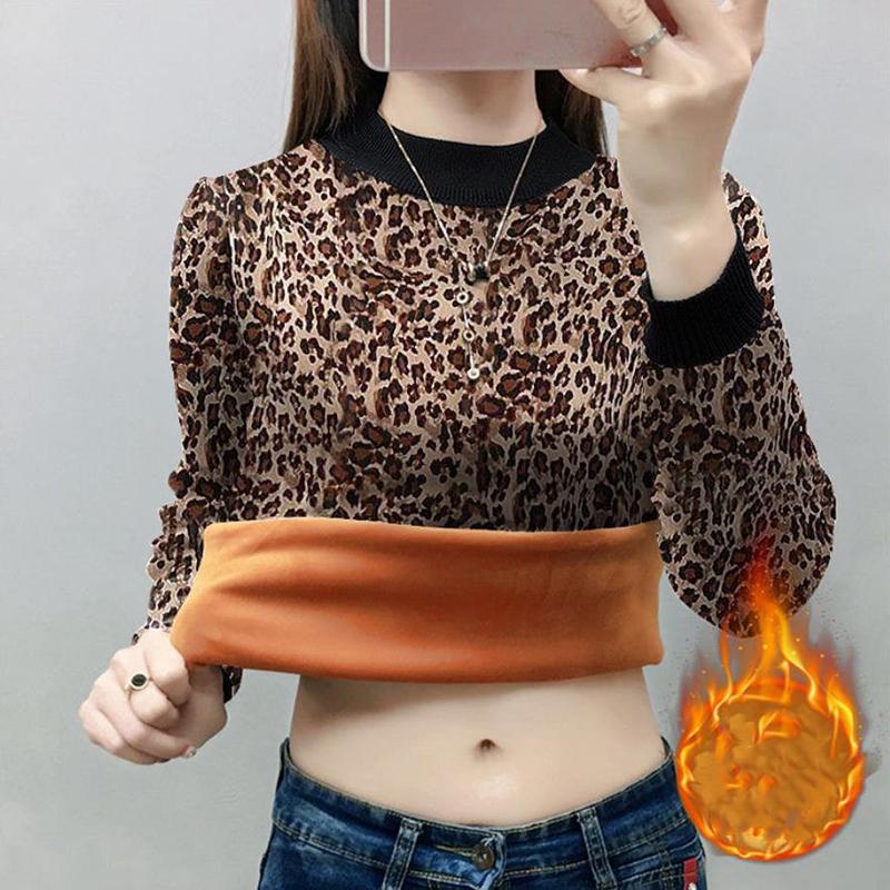 Plus Velvet Pullover Warm Gold Velvet Female Letters Thickened Autumn and Winter Large Size Long-sleeved Half-high Collar Bottoming Shirt