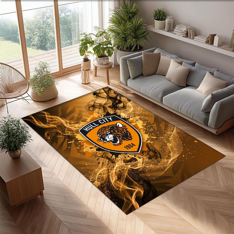 Tappeto in Velluto di Cristallo con Stampa Calcio Hull City, Comodo Assorbente d'Acqua Antiscivolo Tappeto per Pavimento Interno