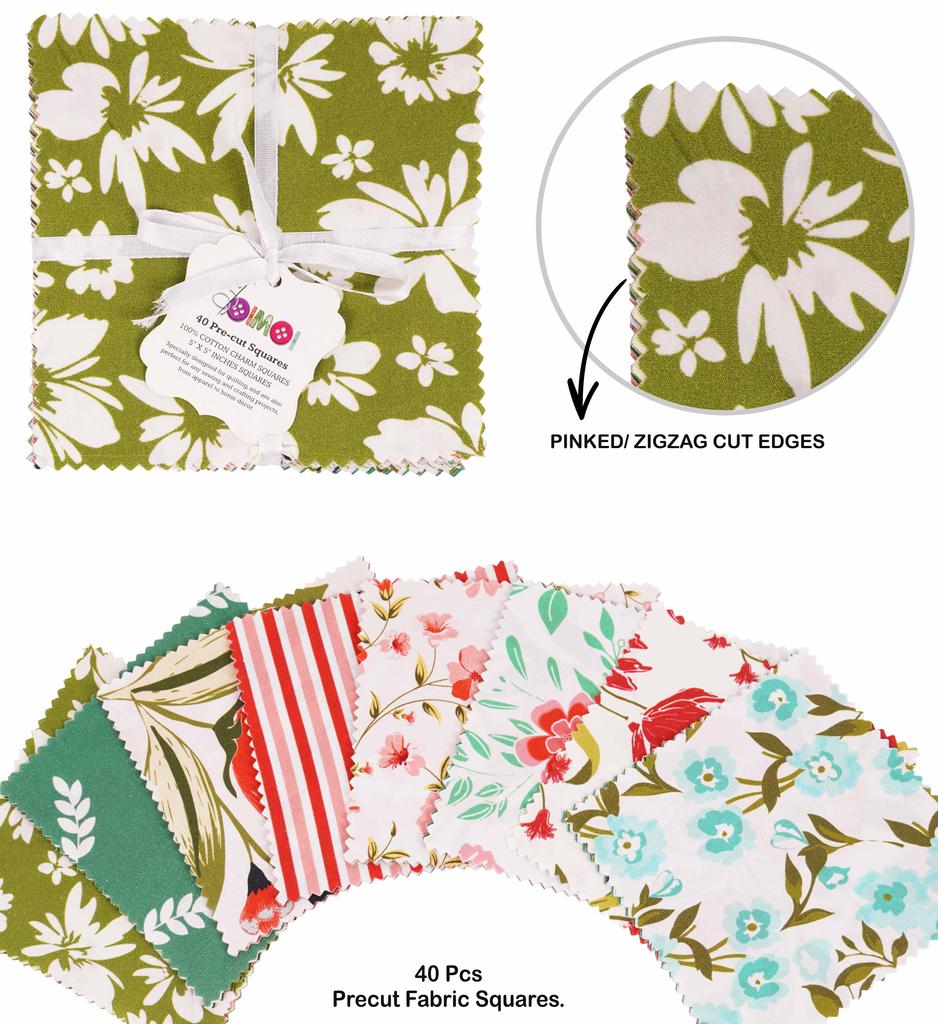 Soimoi Vorgeschnittener 5-Zoll-Baumwollstoff mit Blumenmuster, Quilting-Quadrate, Charm-Pack, DIY, Patchwork, Nähen, Basteln –
