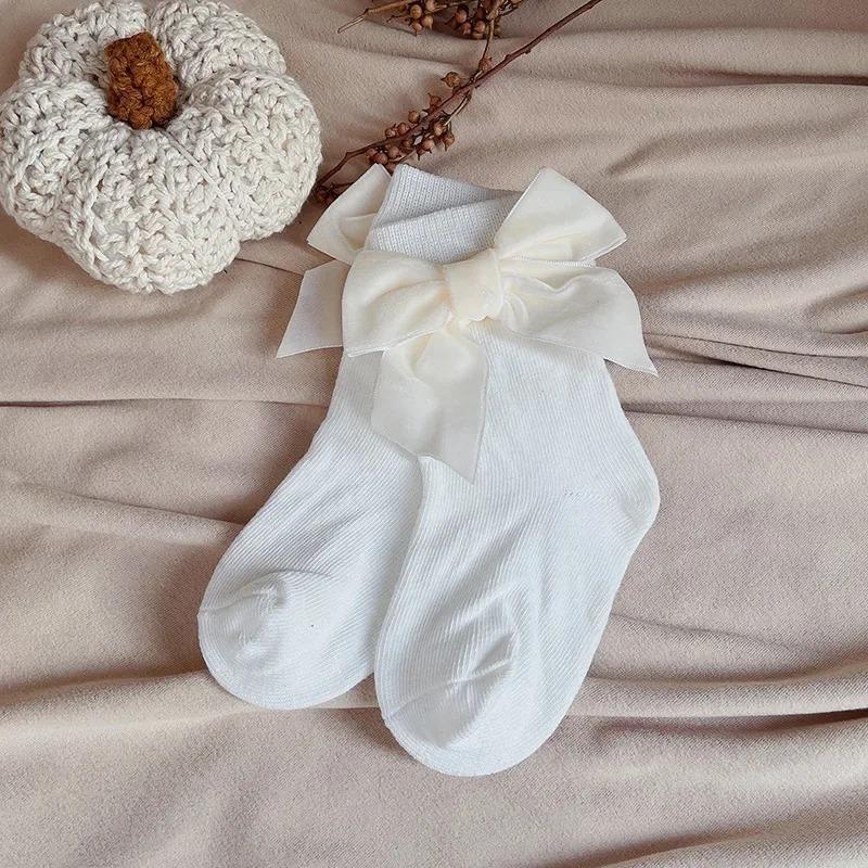 New Winter Autumn Baby Girls Socks With Big Bows Kids Ankle  Cotton Socks Toddlers Cute Short Christmas Socks For
