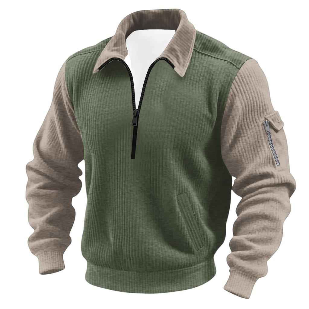 Men's  Flip Collar  Long Sleeves  Half Zipper  Hoodie