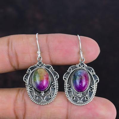 Rainbow Solar Quartz Druzy Earrings Vintage Gemstone Earring 925 Sterling Silver Earring Handmade Jewelry Gifts For Her Unique Style Earring