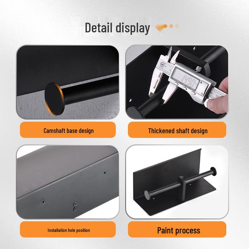 SUS304 Black Double Roll Wall-Mounted Paper & Phone Holder
