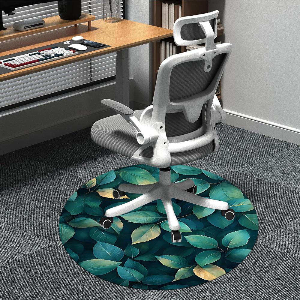 1pc Leaf Nature Office Round Area Rug, Indoor Mat Suitable ForOffice, Under Office Chairs Bedroom Living Room Home Decor, Room Decot040
