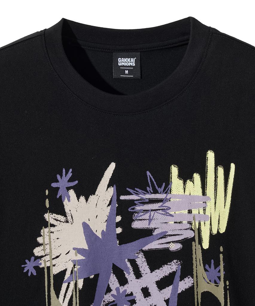 GAKKAI UNIONS Star Scribble Short Sleeve T-Shirt Black