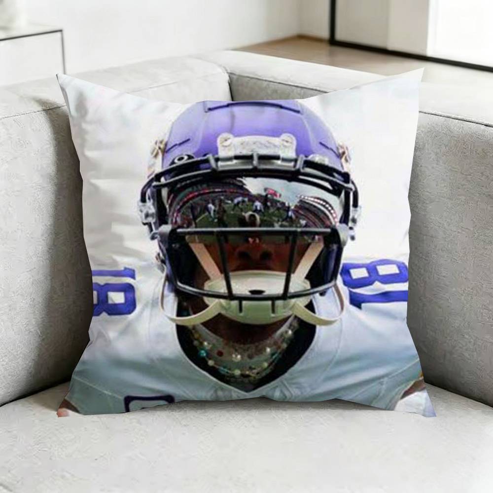 A-American Football Justin J-Jefferson Pillow Case Square Double-Sided Sofa Cushion Cover Bedroom Bedside Pillow Gift
