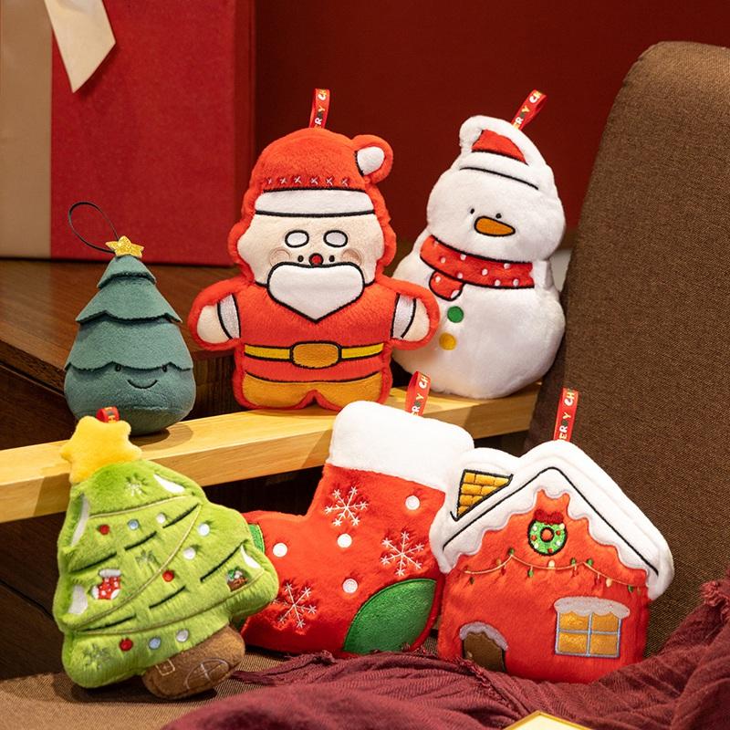 18cm Mini Christmas Series Plush Toy Pendant Stuffed Christmas Tree,Snowman,Santa Claus Soft Doll Christmas Tree Decoration
