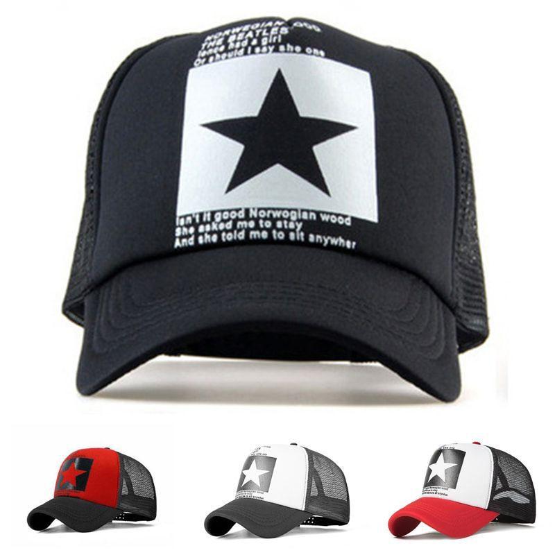 Șapcă de baseball elegantă din plasă pentru bărbați și femei cu imprimeu stea mare și potrivire ajustabilă