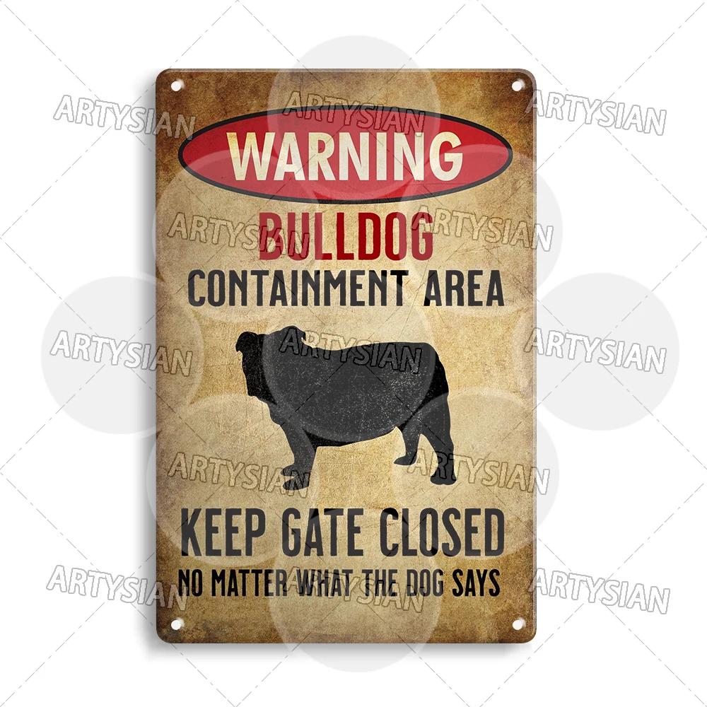 Beware Of Dog Warning Metal Sign Setter Aussie Corso Frenchie Labrador Poodle Bulldog Beagle Shorthaired Pointer GSP Lab Plaque