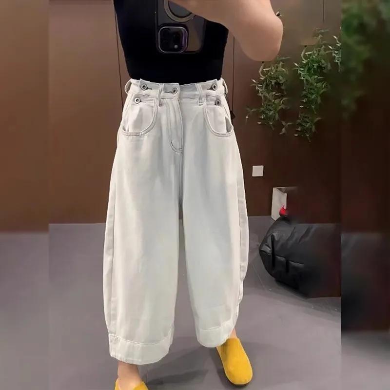 

Женские брюки больших размеров свободного кроя с широкими штанинами, дизайном с четырьмя рядами пуговиц и девятидюймовым денимом XS