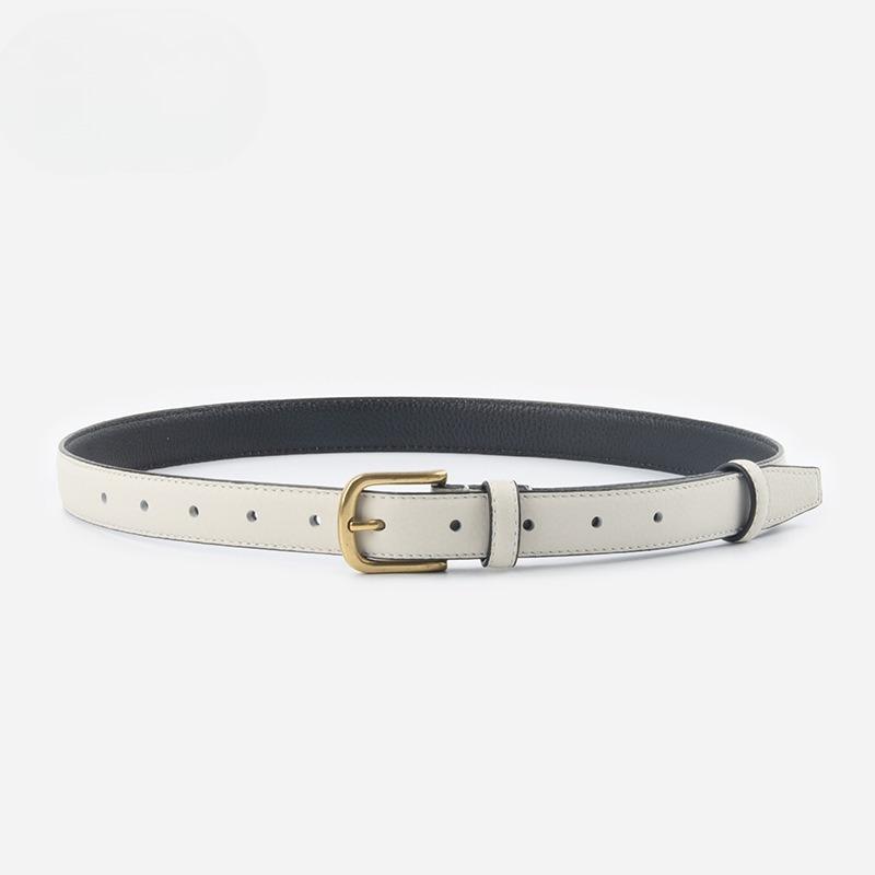Lychee Pattern Head Layer Genuine Leather Women's Belt Cowhide with Casual Pants Spring and Summer Belt Leather