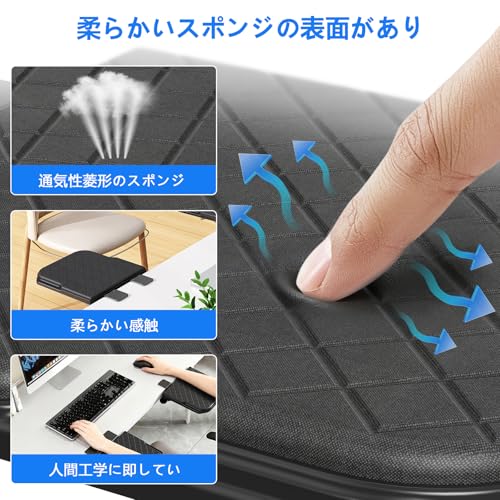 BESSTER [Improved Wide Type - Cushioned] Desk Armrest, Armrest Cushion, Armrest, Wrist Rest, 90° Foldable, Desk Extension, No Drilling Required, Easy