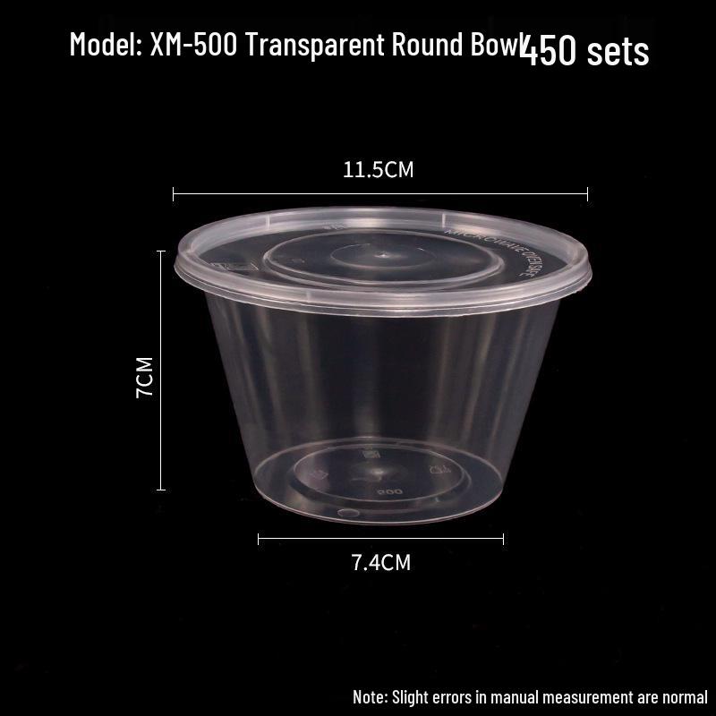 1000ml Round Transparent Plastic Takeaway Food Container with Lid