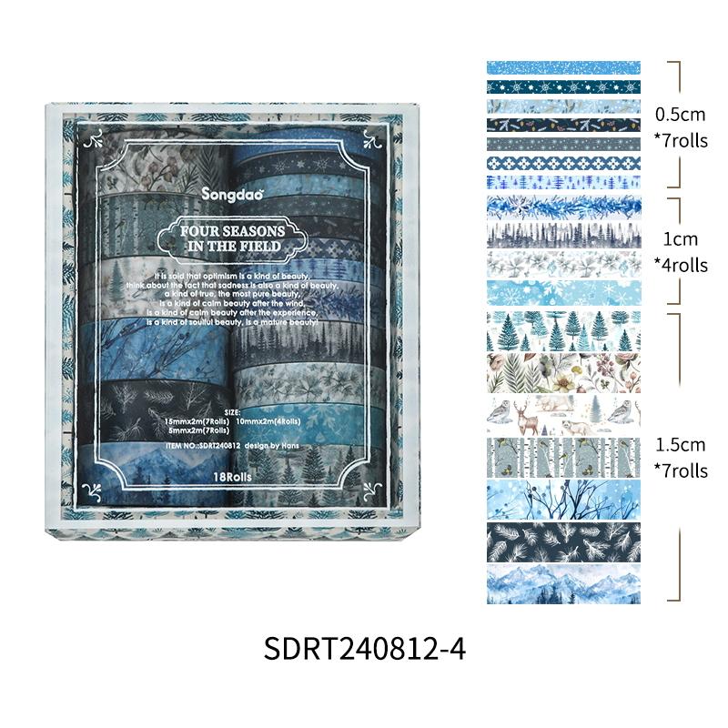 

18 рулонов Four Seasons Washi Tape Set Nature Spring Summer Autumn Winter Flower Paper Masking Tape Decoration Stickers