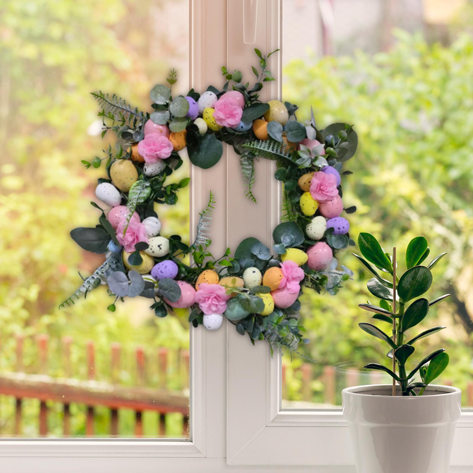 

17.72inch Artificial Easter Wreath Props Wall Easter Decorations Holiday Flowers