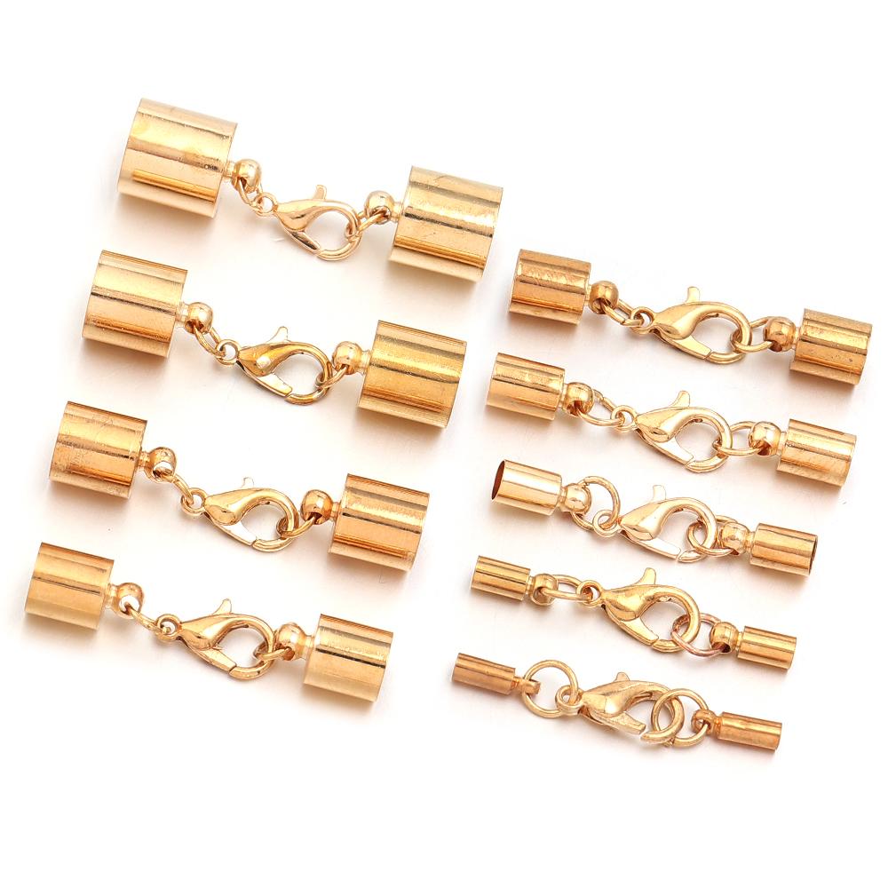 10Sets Leather Cord Bracelet Lobster Clasps Hooks 3 4 5 6 8 10mm Crimps End Tip Caps Connectors DIY Jewelry Making Accessories