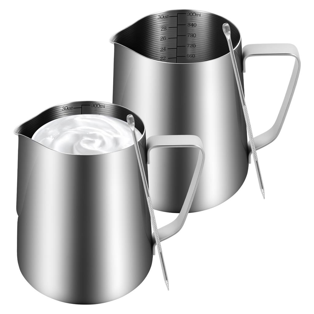 1/2/4PCS Coffee Milk Frothing Pitcher Jug 900ml Stainless Steel Milk Jugs Coffee Latte Frothing Art Jug Mug Cup Cappuccino Baris