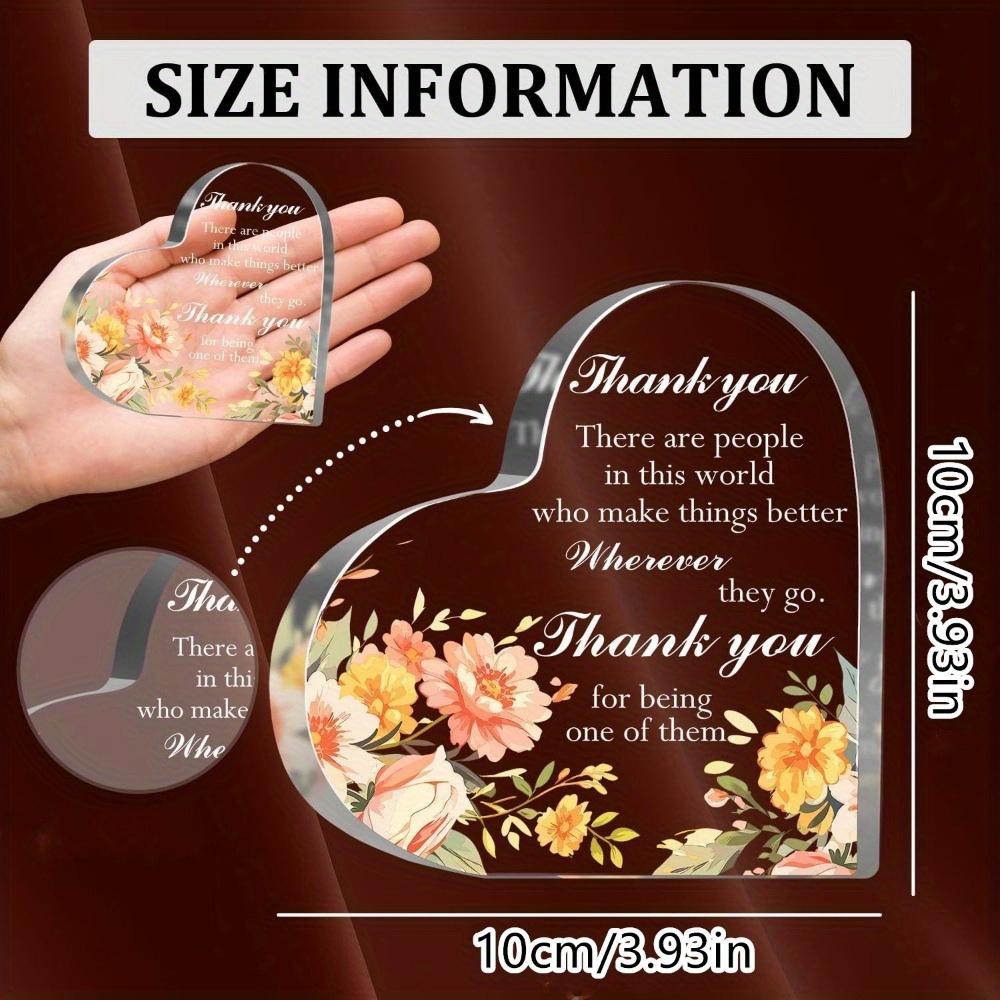 Tack Akrylhjärta - Inspirerande Uppskattningsgåva för Professionella & Mentorer