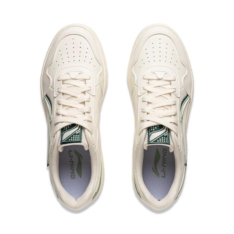 Li-Ning Yuanbao Trendy Mens Low Top Skate Shoes White Green Anti Slip Breathable AGCV177-2