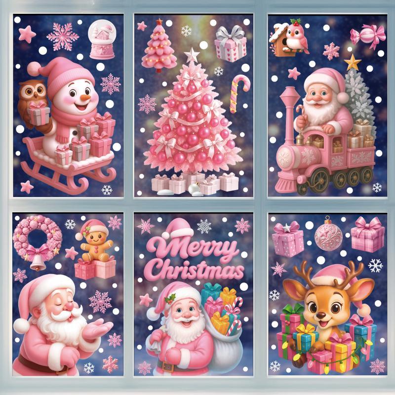 6 Pcs Christmas Window Stickers Wall Sticker Kids Room Wall Decals Merry Christmas Decorations For Home New Year Stickers