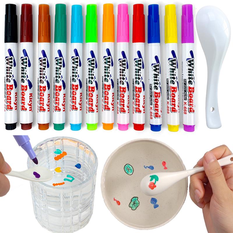 Magical Water Painting Pen Water Floating Doodle Pens Kids Drawing Education Magic Whiteboard Markers Art Supplies Magic Spoon