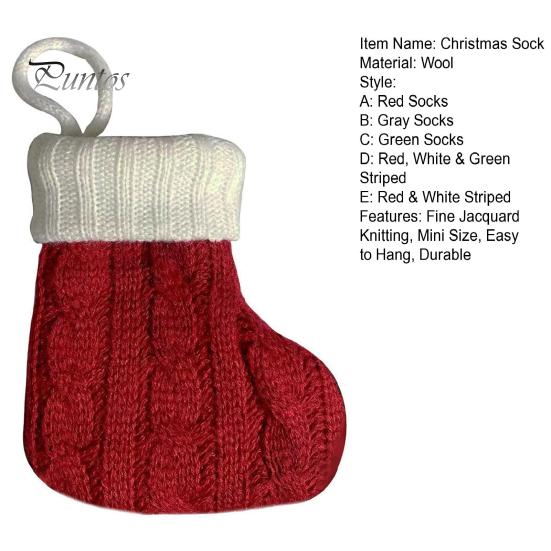 Festive Party Favor Pouches Mini Knitted Christmas Stocking Ornaments, Knit Xmas Tree Hanging Decor, Small Gift Card Holders Pendants for Tree,