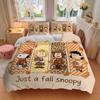 3Pcs Snoopy'S Autumn Adventure Bedding Set Quilt Cover Pillowcase Home Christmas Halloween Gift 1 Duvet Cover 2 Pillowcase S1461