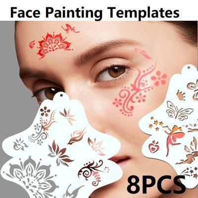8PCS Face Painting Stencil Templates To Draw Children Stencils for Drawing Template Make-up Stencils for Facial Makeup WSMB01