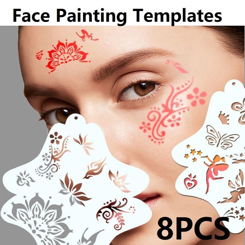 8PCS Face Painting Stencil Templates To Draw Children Stencils for Drawing Template Make-up Stencils for Facial Makeup WSMB01