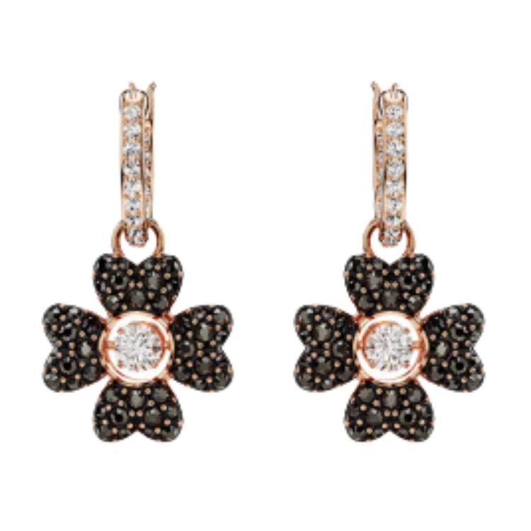 Swarovski Idyllia Heart Floral Pendant Imitation Crystal Earrings Women earrings Black 5714902 Box (Random Color)
