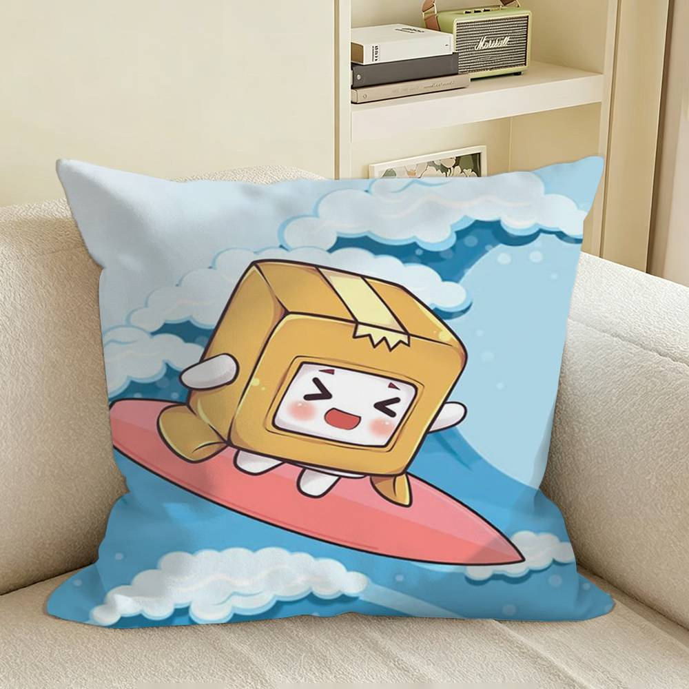 Cute Fox and BOX LLankyBox Square Sofa Pillow Cover Solid Color Living Room Home Decor Cushion Case