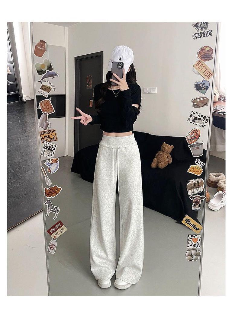 American Style Women's High-Waist Micro Flare Sweatpants: Slimming, Stylish Spring 2026 Edition with Drawstring and Flattering Draping.