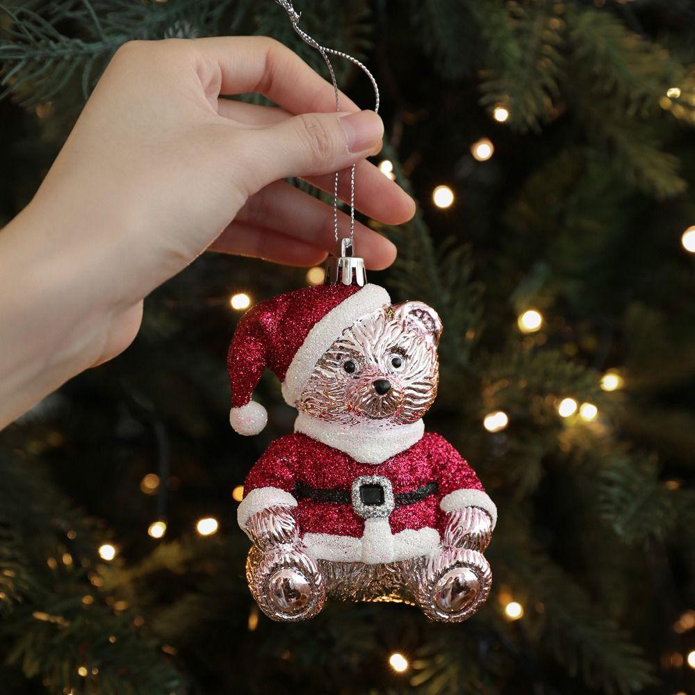 Santa Claus Glitter Christmas Tree Decoration Shatterproof Hanging Ornament Background Layout