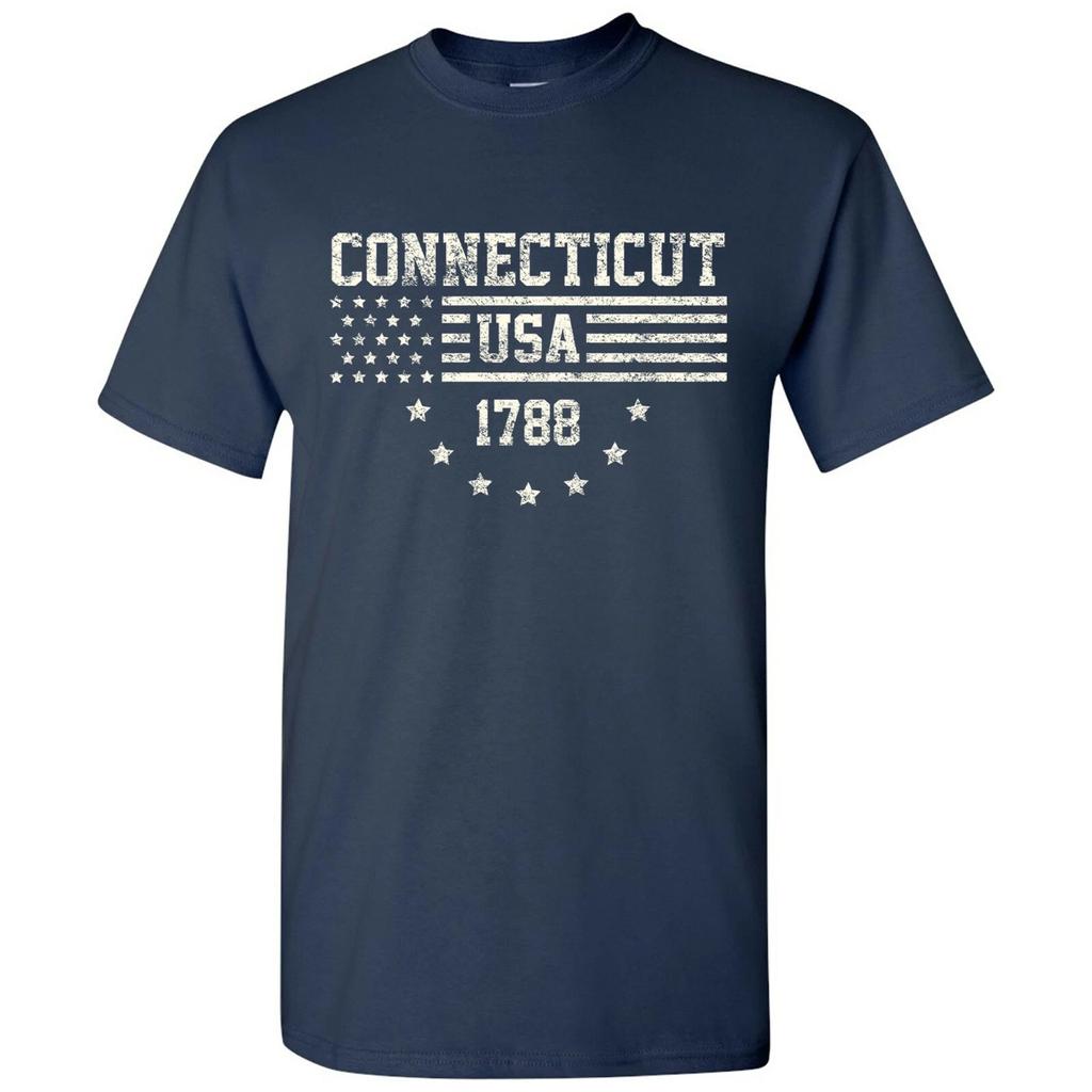 USA Flag Statehood Connecticut 1788 - America Founding Pride T Shirt - Navy