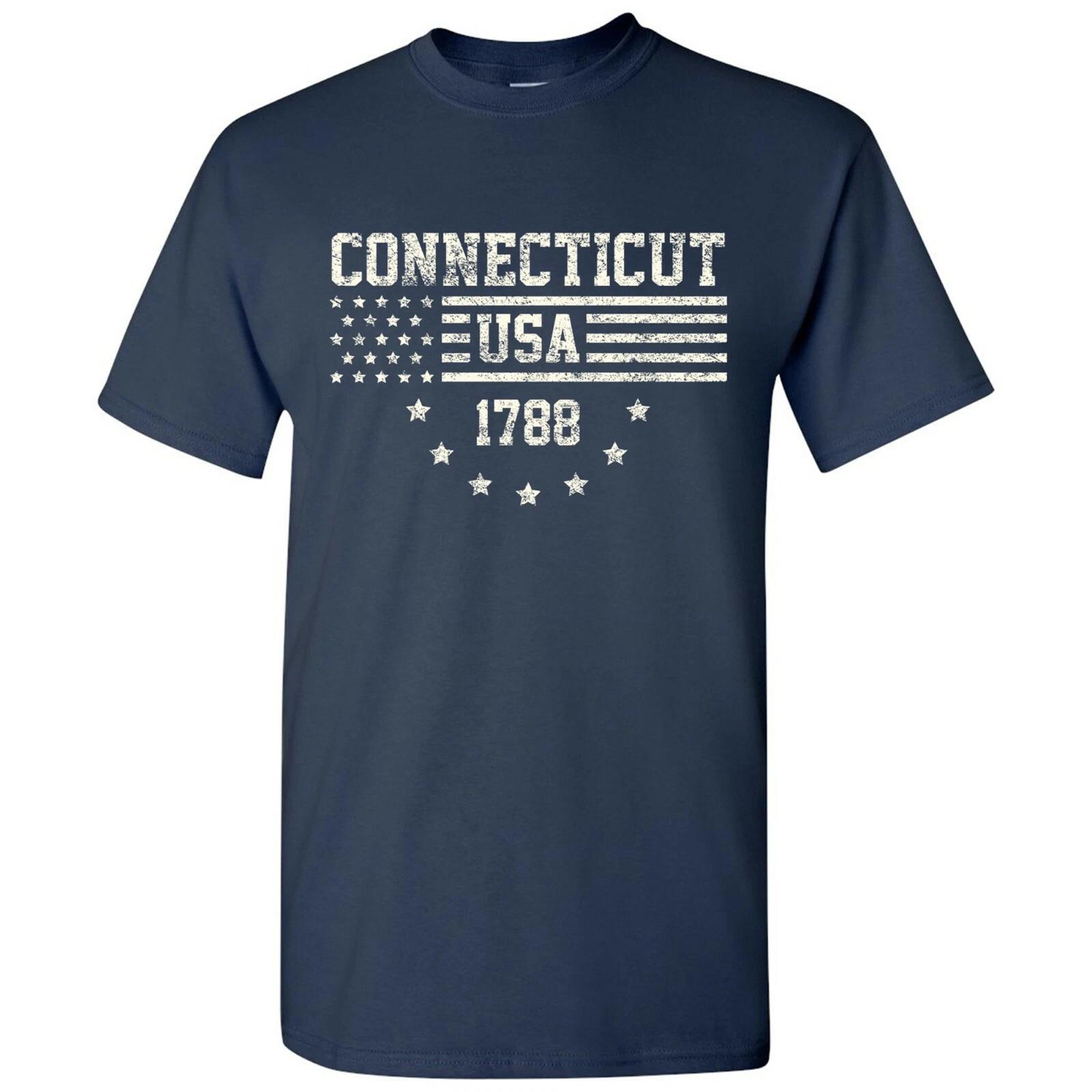USA Flag Statehood Connecticut 1788 - America Founding Pride T Shirt - Navy M