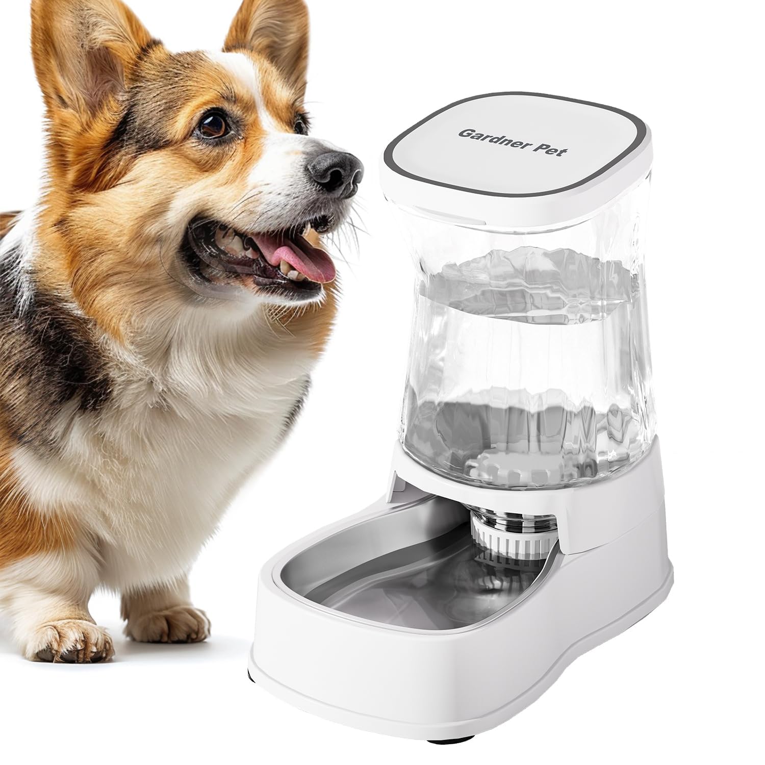 

Автоматическая поилка для домашних животных Gardner для собак и кошек, большая емкость 3,85 л, из нержавеющей стали, с гравитационной подачей и фильтром, поилка для домашних животных для маленьких