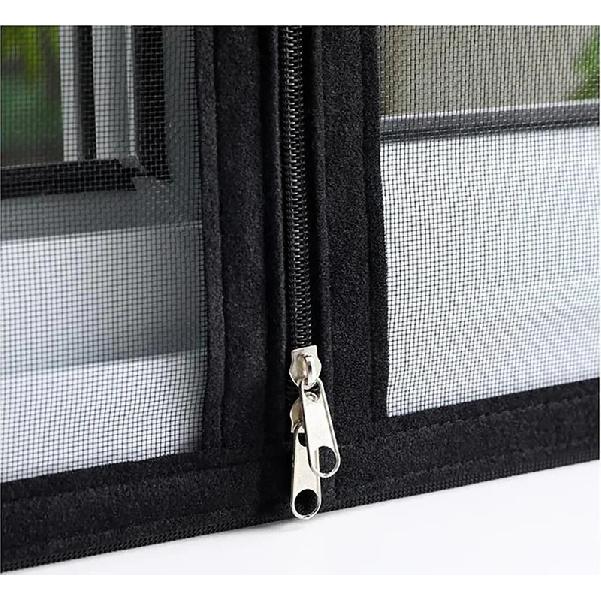 Latest mosquito and insect screen window with side zipper design, self-adhesive and customizable size