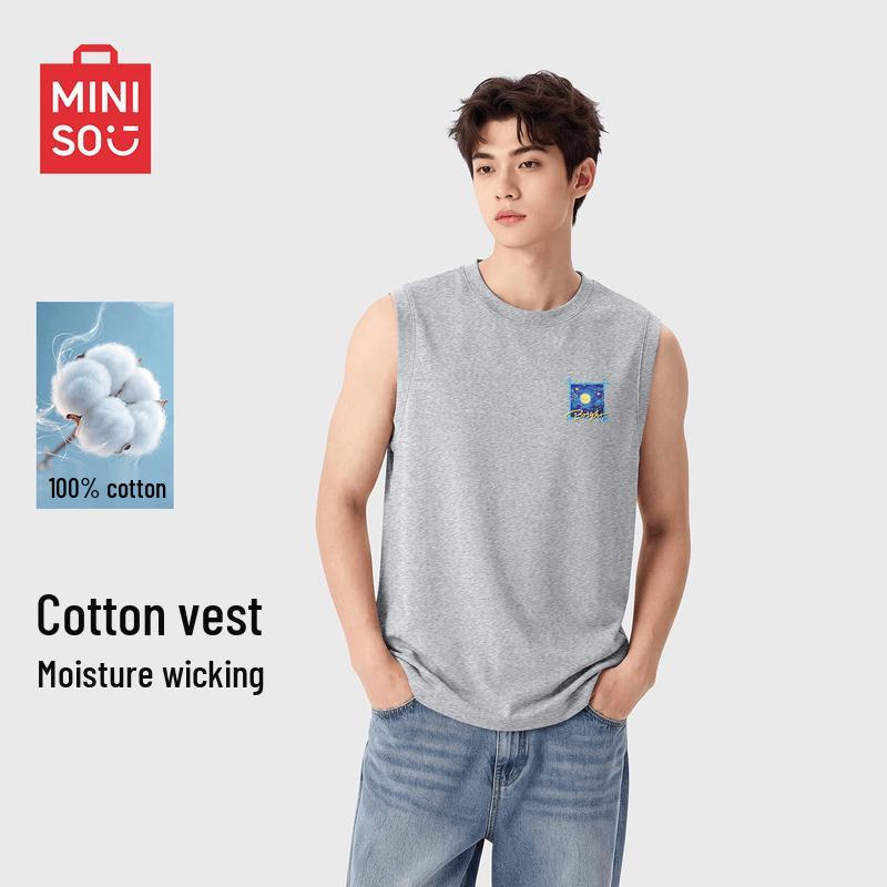 MINISO Men's Pure Cotton Sleeveless T-Shirt