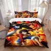 Set Biancheria da Letto 3 Pezzi Stampa Avventura One Piece Copripiumino con 2 Federe Cuscino Regalo di Compleanno per la Casa
