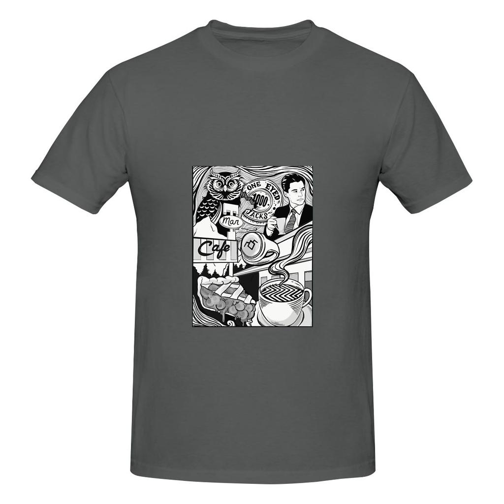 Twin Peaks Damn Fine Coffee Couple Style Tshirt Simple Youthful Feeling Simple Prints Short Sleeve