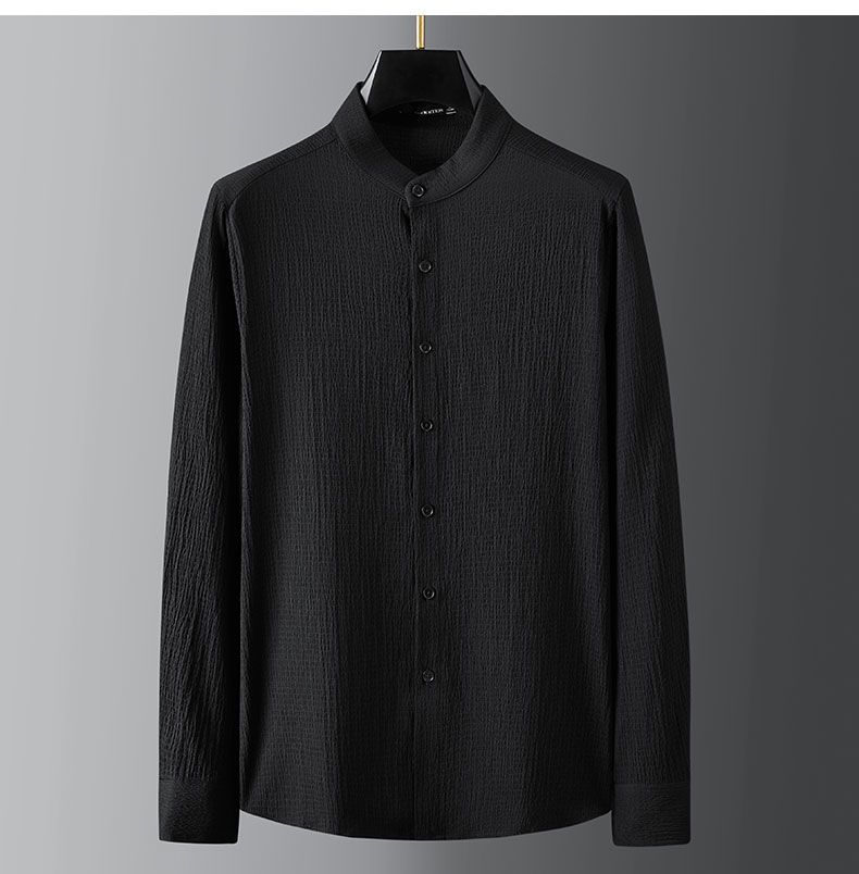 Sommer Herren Große Größe Casual Gestreiften Plissee Stehkragen Hemd und Hose Zweiteilige Set