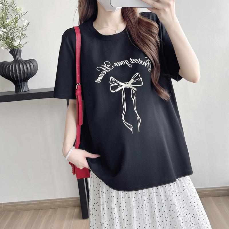 2026 Summer Maternity Two-Piece Set: Loose Short-Sleeve T-shirt + Adjustable Skirt M