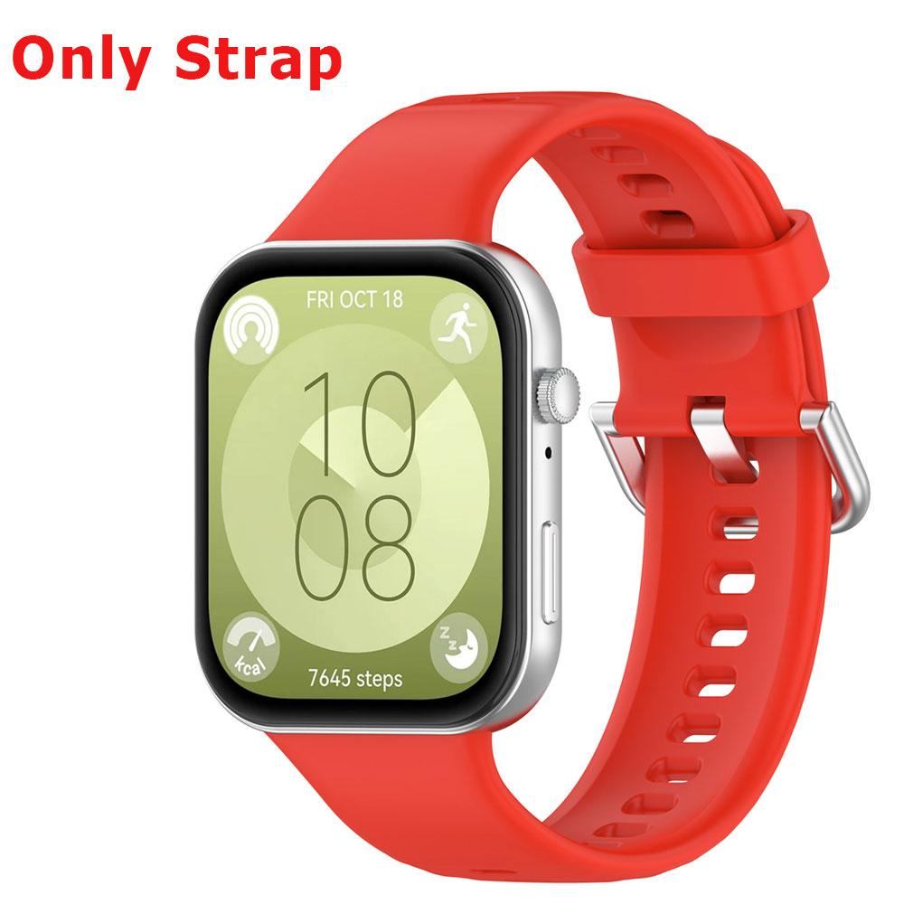 Silicone Watch Strap + Protective Case For Huawei Watch Fit 3 Watchband Bracelet Band Correa Screen Protector Cover Shell
