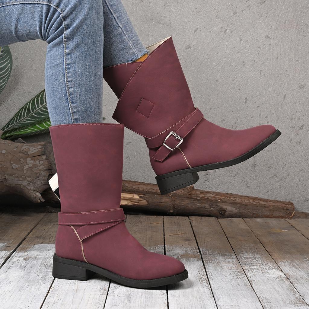Women Ankle Boots Autumn Winter Ladies Short Boots Women Belt Buckle Decorated Boots Thick Sole Non-Slip Outdoor Shoes Women