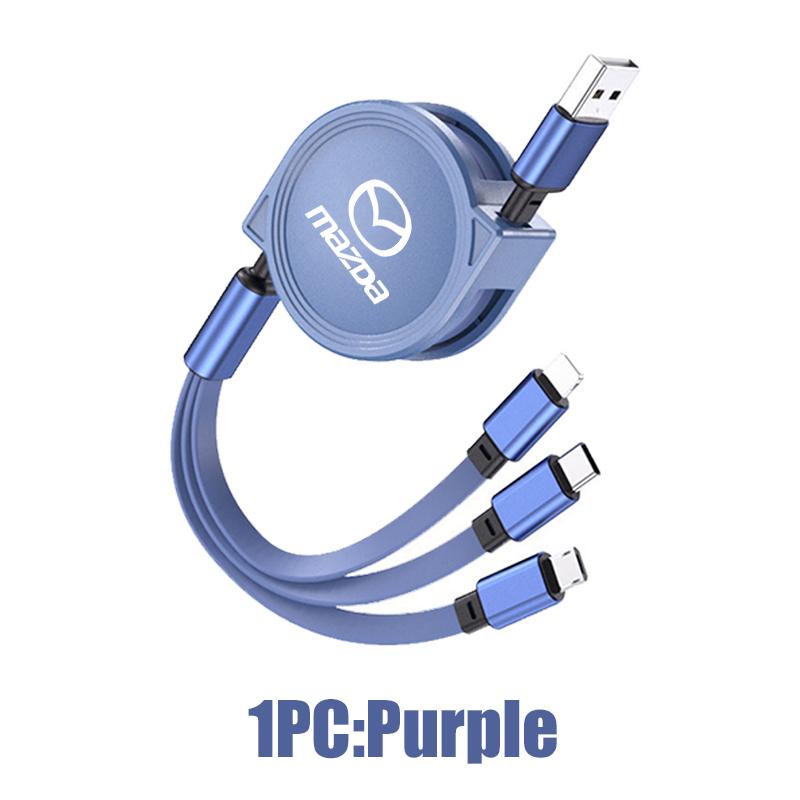 3 In 1 Phone Data Cable Multi Port Multiple Charging Wire Accessory For Mazda CX9 MX5 RX8 Axela Demio Atenza MS GJI GH BK MP