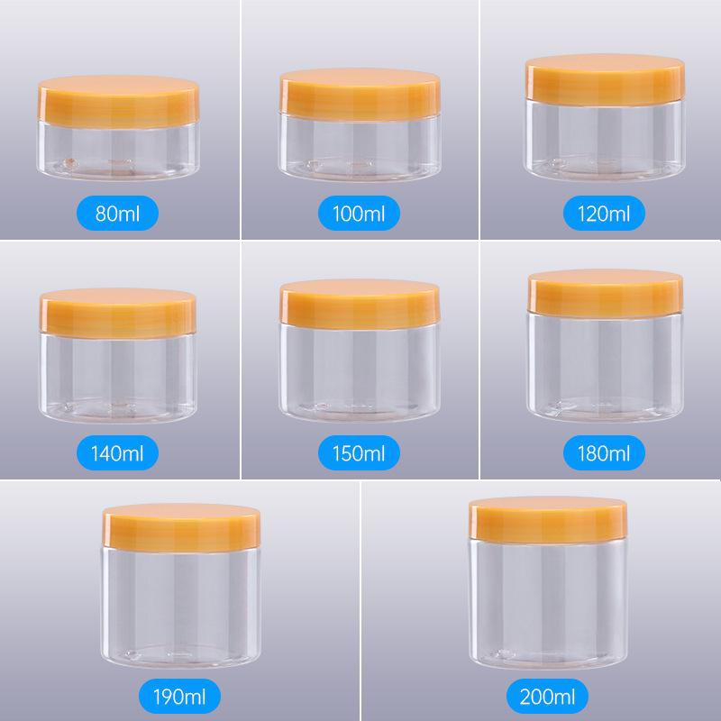 68-Tooth Transparent Wide-Mouth Cream Jar with Black PP Lid and Inner Cover