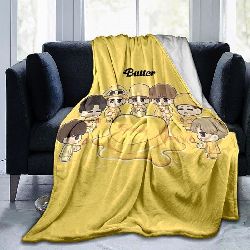 1pc Butter bangtan Chibi Art print blanket soft bedding sofa bedroom home decor Christmas gift q46