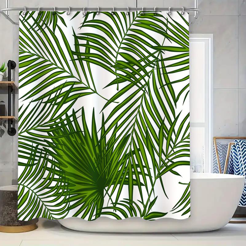 

Green Palm Leaves Shower Curtain Modern Tropical Design Bathroom Decor Set Waterproof Fabric Home Decoration For Bath Tub Size: W60H190(CM)-1 Pcs