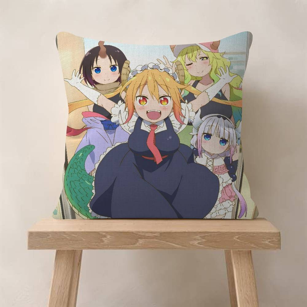 Anime Miss Kobayashis Dragon Maid Pillow Cushion Cover Pillowcase Living Room Sofa Home Decor Customized